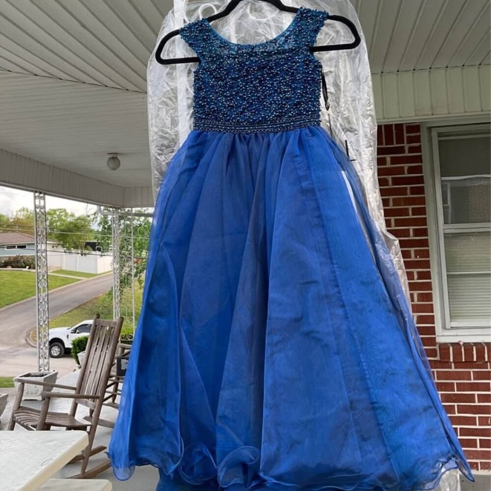 Sherri Hill navy pageant dress little girl size 5, new with tags